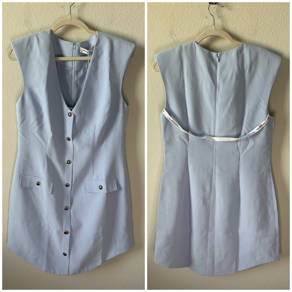 NWT Amanda Uprichard Ivana Mini Dress in Artic Blue SZ L - Picture 3 of 7